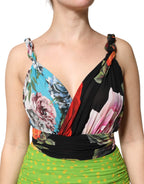 Multicolor Floral Patchwork Fitted Mini Dress