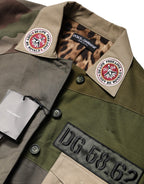 Military Green Cotton Button Down Jacket