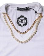 White Necklace Cotton Short Sleeve T-shirt