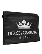Black DG Milano Print Nylon Pouch Clutch Bag