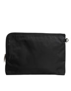 Black DG Milano Print Nylon Pouch Clutch Bag
