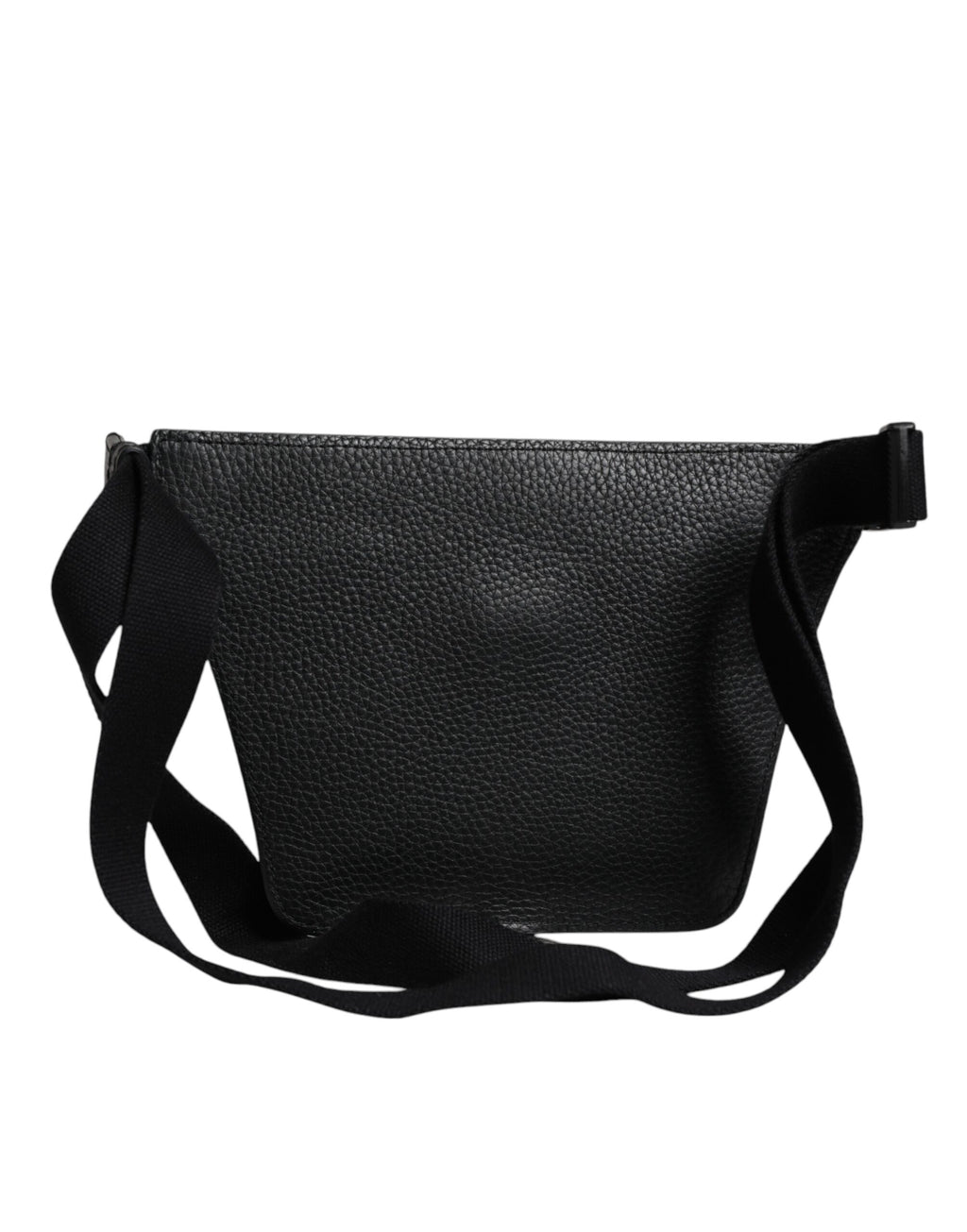 Black Calfskin Logo Plaque Belt Waist Men Fanny Pack Bag