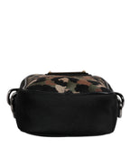 Multicolor Leopard Jacquard Logo Plaque Neck Strap Bag