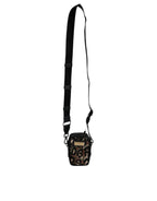 Multicolor Leopard Jacquard Logo Plaque Neck Strap Bag