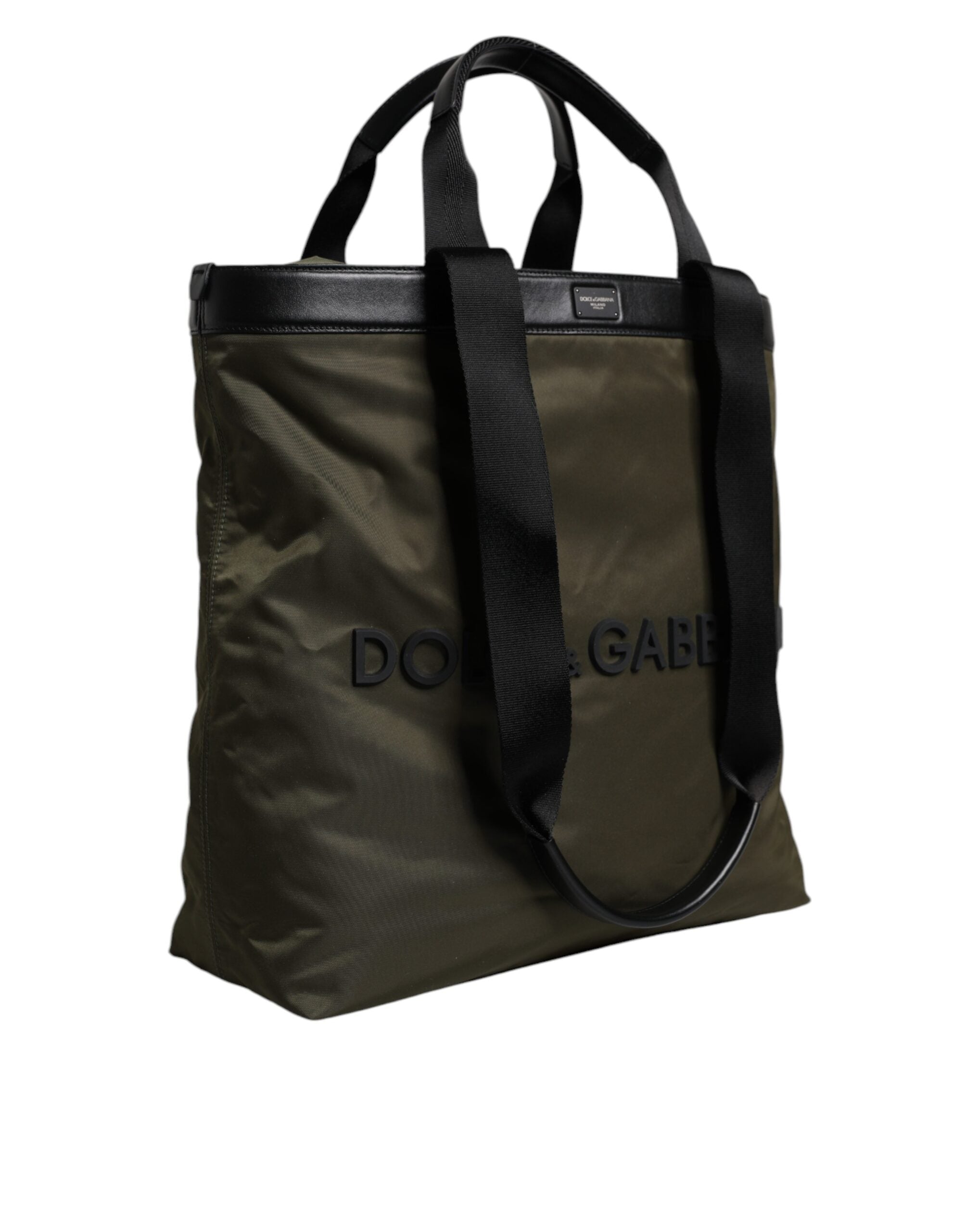Military Green Nylon Shoulder Strap Tote Bag
