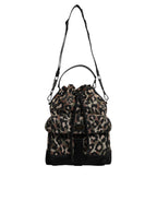 Multicolor Leopard Cotton Shoulder Bucket Bag
