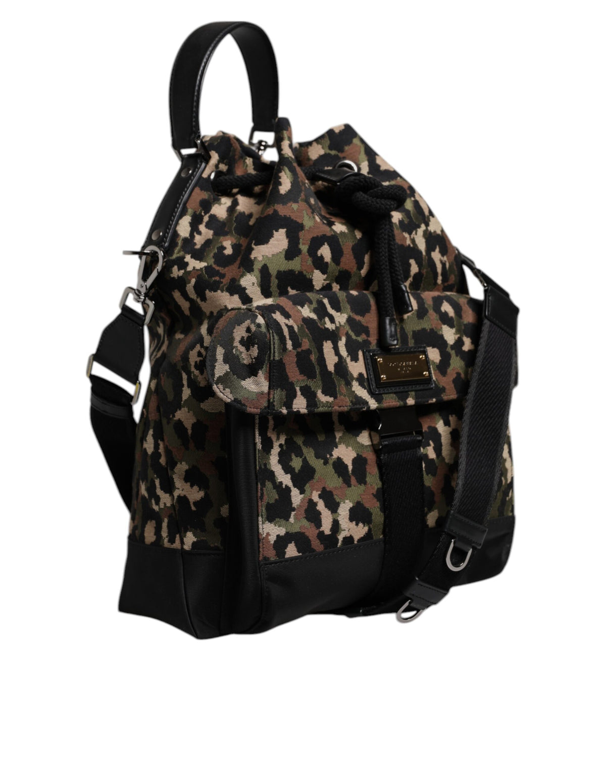 Multicolor Leopard Cotton Shoulder Bucket Bag