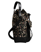 Multicolor Leopard Cotton Shoulder Bucket Bag