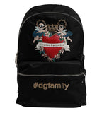 Black Nylon #DGFAMILY Embellished Backpack VULCANO Bag