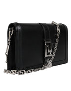 Black Calfskin Leather Chain Strap Shoulder Crossbody Bag