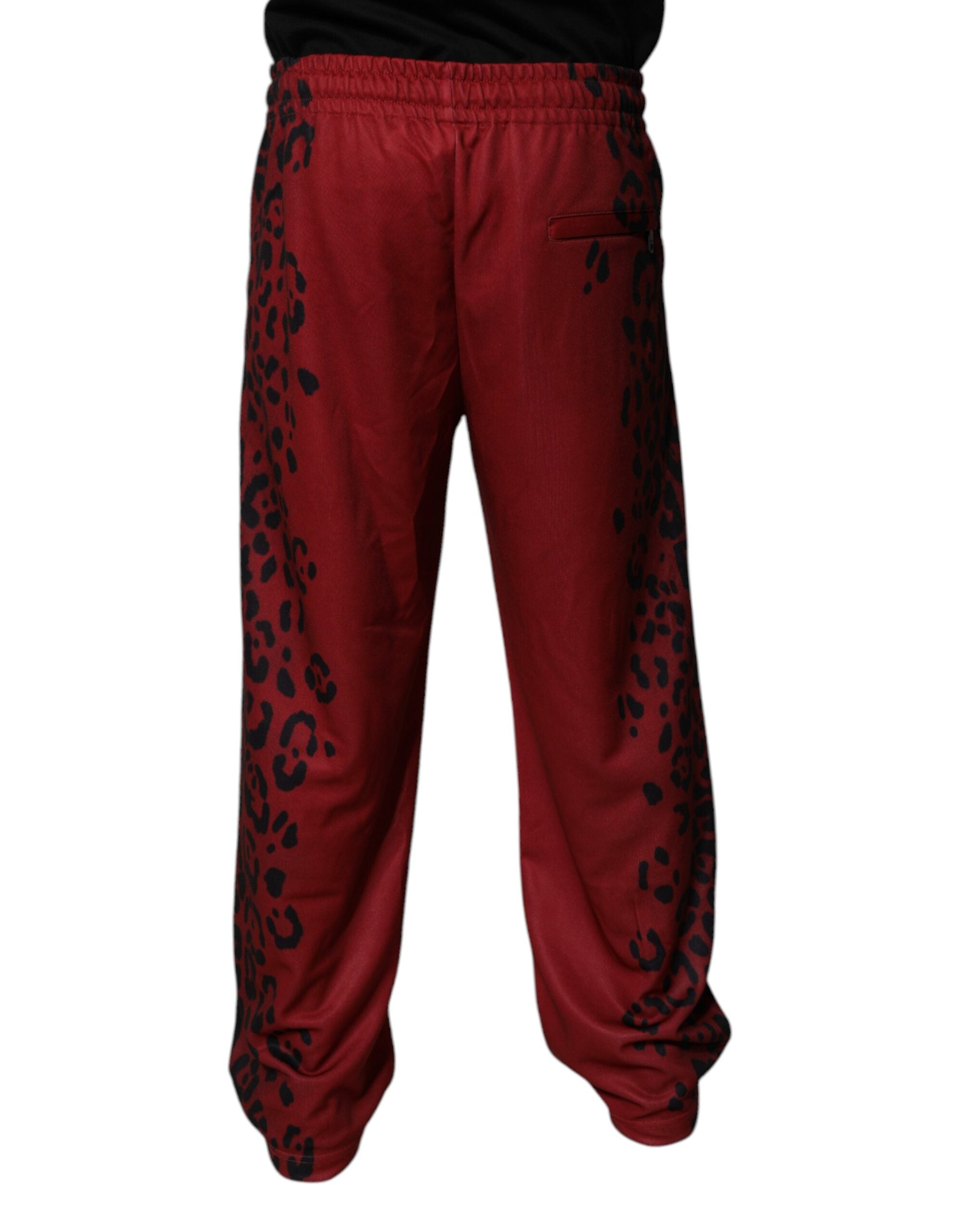 Red Leopard Print Polyester Men Jogger Pants