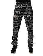 Black Cotton Logo Print Straight Denim Jeans