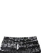 Black Cotton Logo Print Straight Denim Jeans