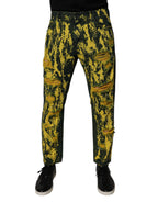 Black Yellow Tie Dye Tattered Skinny Men Denim Jeans