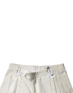 White Linen Mid Waist Straight Men Denim Jeans