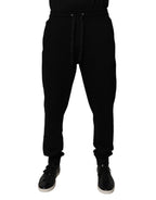 Black Cotton Mid Waist Jogger Sweatpants Pants