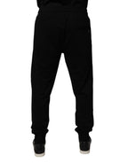 Black Cotton Mid Waist Jogger Sweatpants Pants