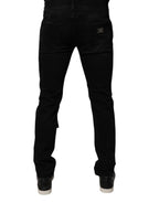 Black Ripped Cotton Skinny Men Denim Jeans