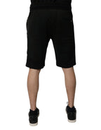 Black Cotton Sweatshorts Men Bermuda Shorts
