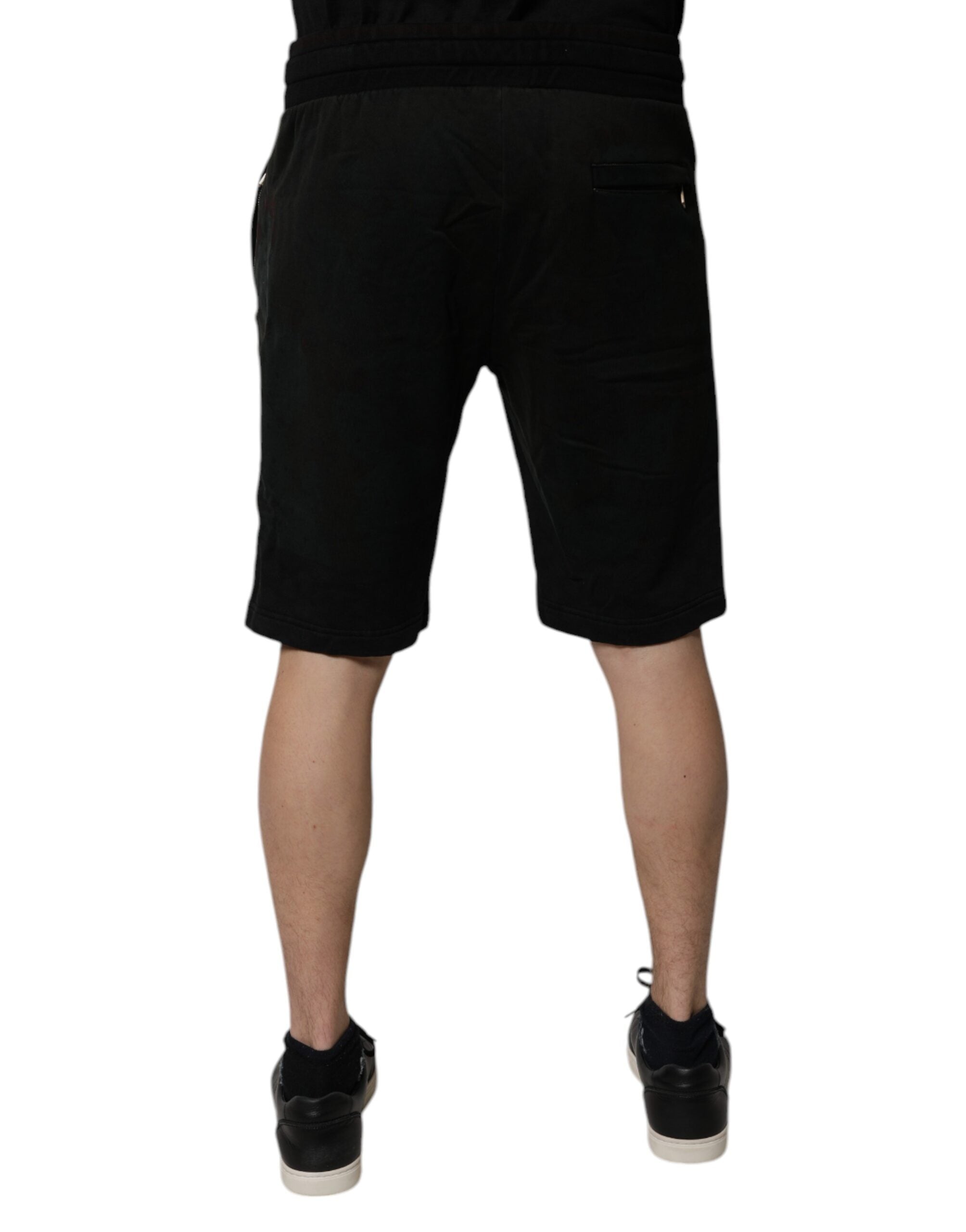 Black Cotton Sweatshorts Men Bermuda Shorts
