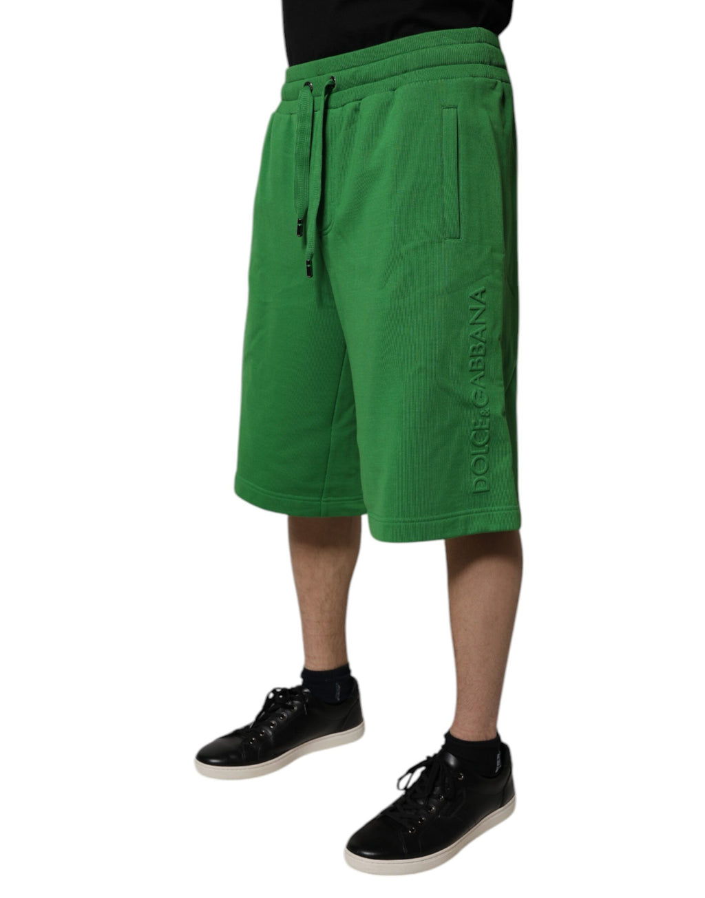 Green Cotton Men Sweatshorts Bermuda Shorts