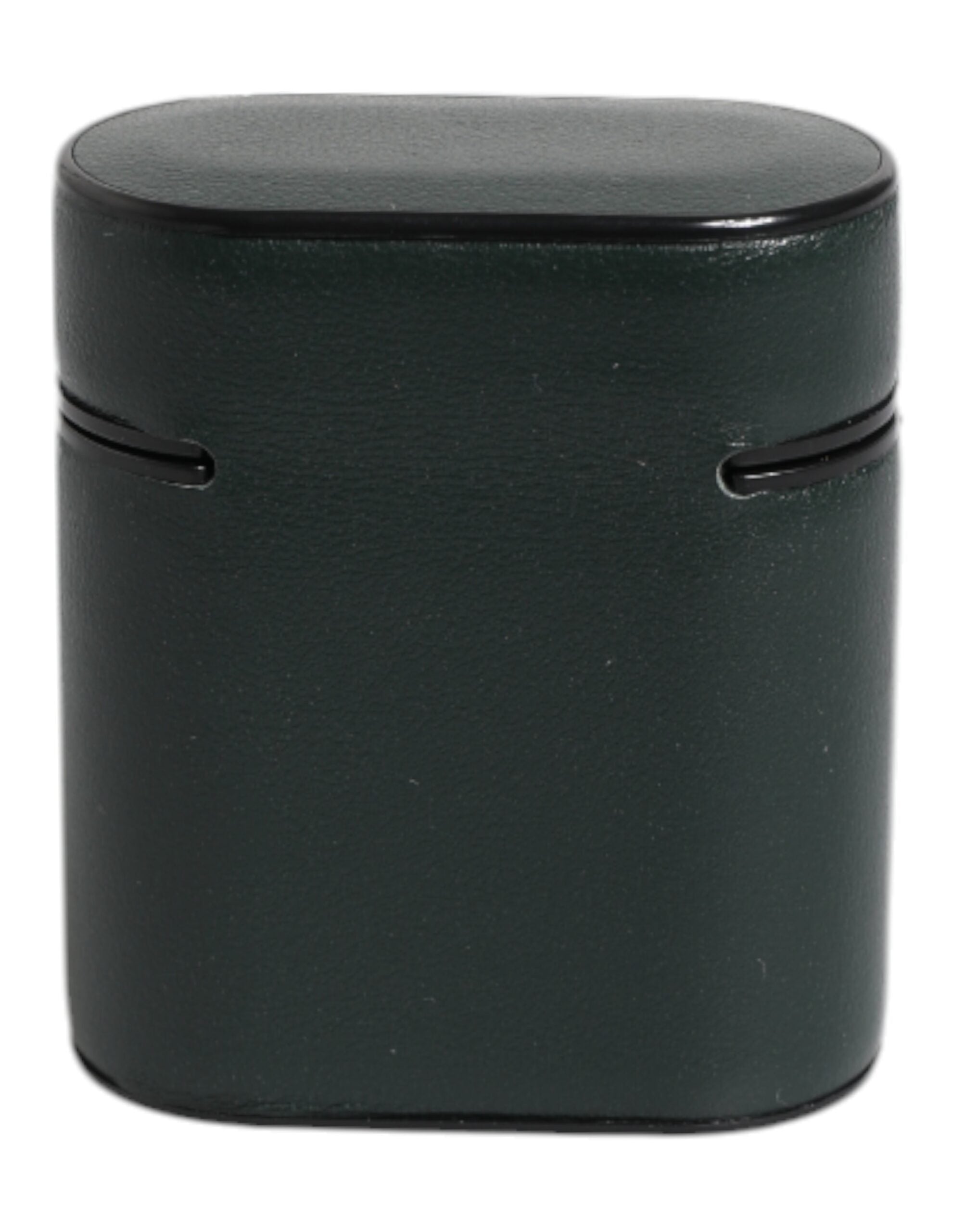 Green Calfskin Leather Logo Print Flip Holder Airpods Case