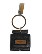 Black Leather Strap Gold Metal Logo Plaque Airpods Case