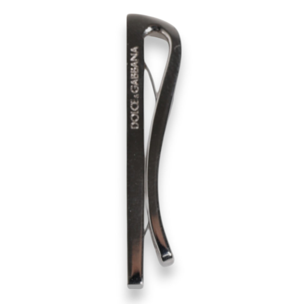 Silver Tone Brass Logo Branded Tie Clip Bar