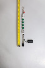 Silver Tone Brass Bead Dice Logo Embellish Charm Bracelet