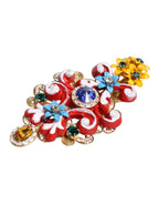Multicolor Spring CARRETTO Gold Brass Crystal Hair Clip