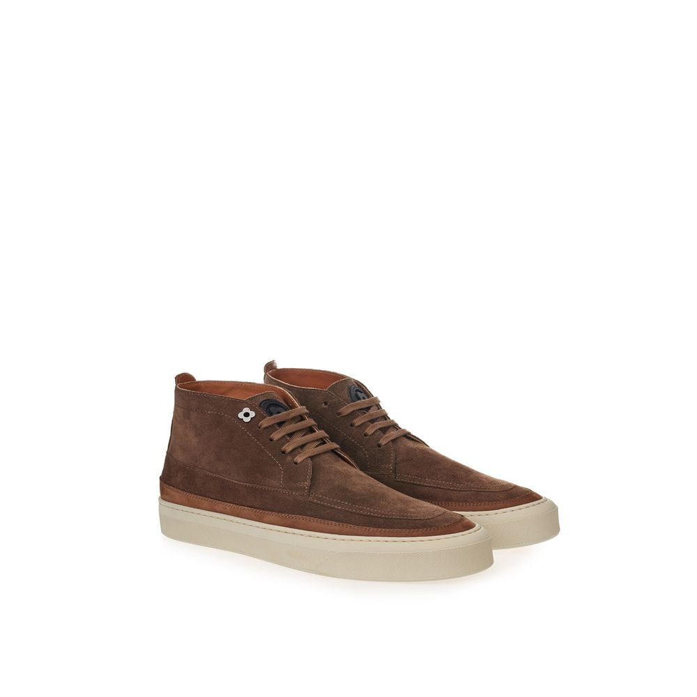 Brown Suede Leather Athletic Sneakers