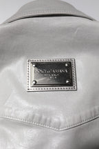 Metallic Gray Cotton Button Down Shirt