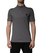 Gray Cotton Crown Collared Polo T-shirt