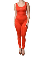 Orange Sleeveless Bodycon Jumpsuit Dress