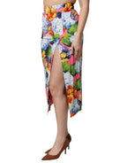 Multicolor Floral High Waist Midi Skirt