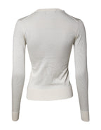 Cream Floral Silk Embellished Cardigan Sweater