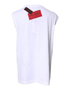 White Floral Graphic Print Sleeveless Tank Top