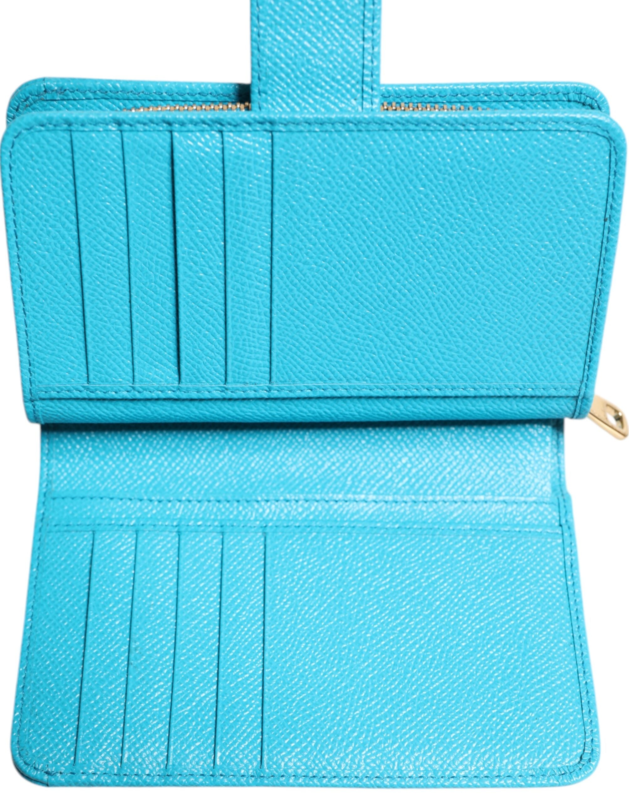 Light Blue Leather Bifold Continental Clutch Wallet