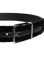Black Cotton Silver Tone Metal Buckle Belt