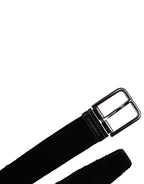 Black Cotton Silver Tone Metal Buckle Belt