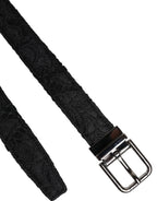 Black Cotton Blend Silver Metal Buckle Belt