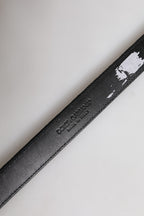 Black Leather Metal Buckle Classic Belt