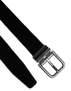 Black Leather Metal Buckle Classic Belt