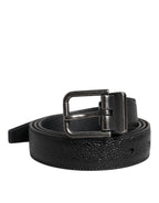 Black Calf Leather Classic Metal Buckle Belt