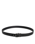 Black Calf Leather Classic Metal Buckle Belt