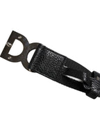 Black White Printed Metal Logo Buckle Belt