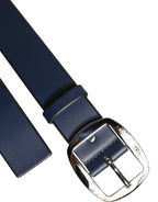 Blue Calf Leather Classic Metal Buckle Belt