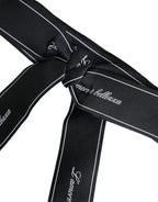 Black Waist Ribbon Wide Bow Logo Belt