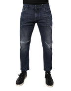 Blue Cotton Stretch Skinny Men Denim Jeans