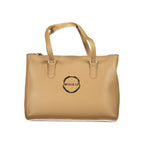 Beige Polyurethane Women Handbag